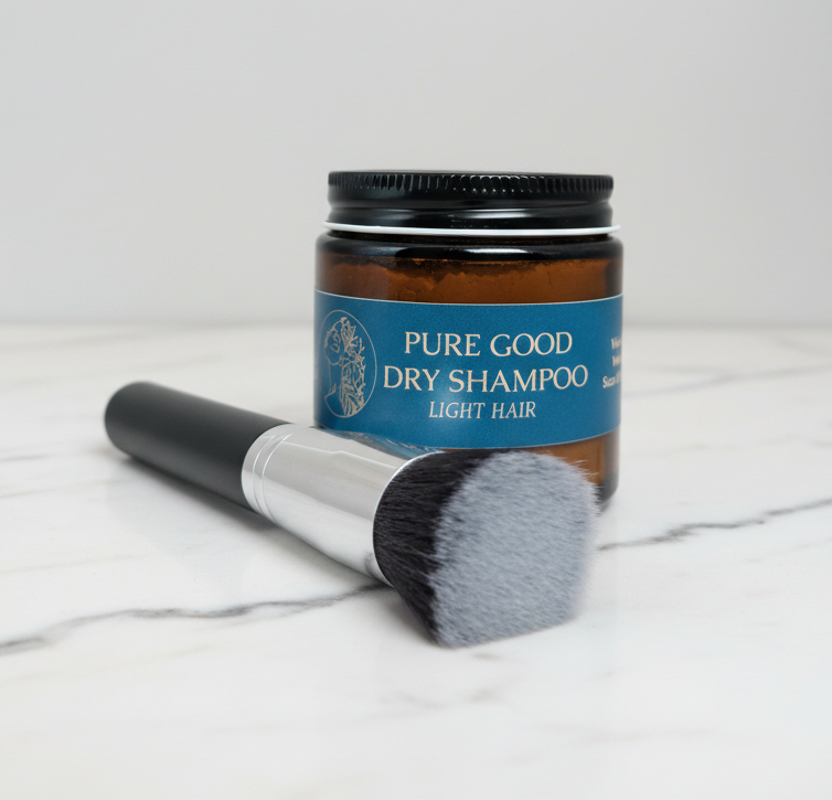 Natural Dry Shampoo Powder — Oil-Absorbing, Volume-Boosting Formula for Light or Dark Hair