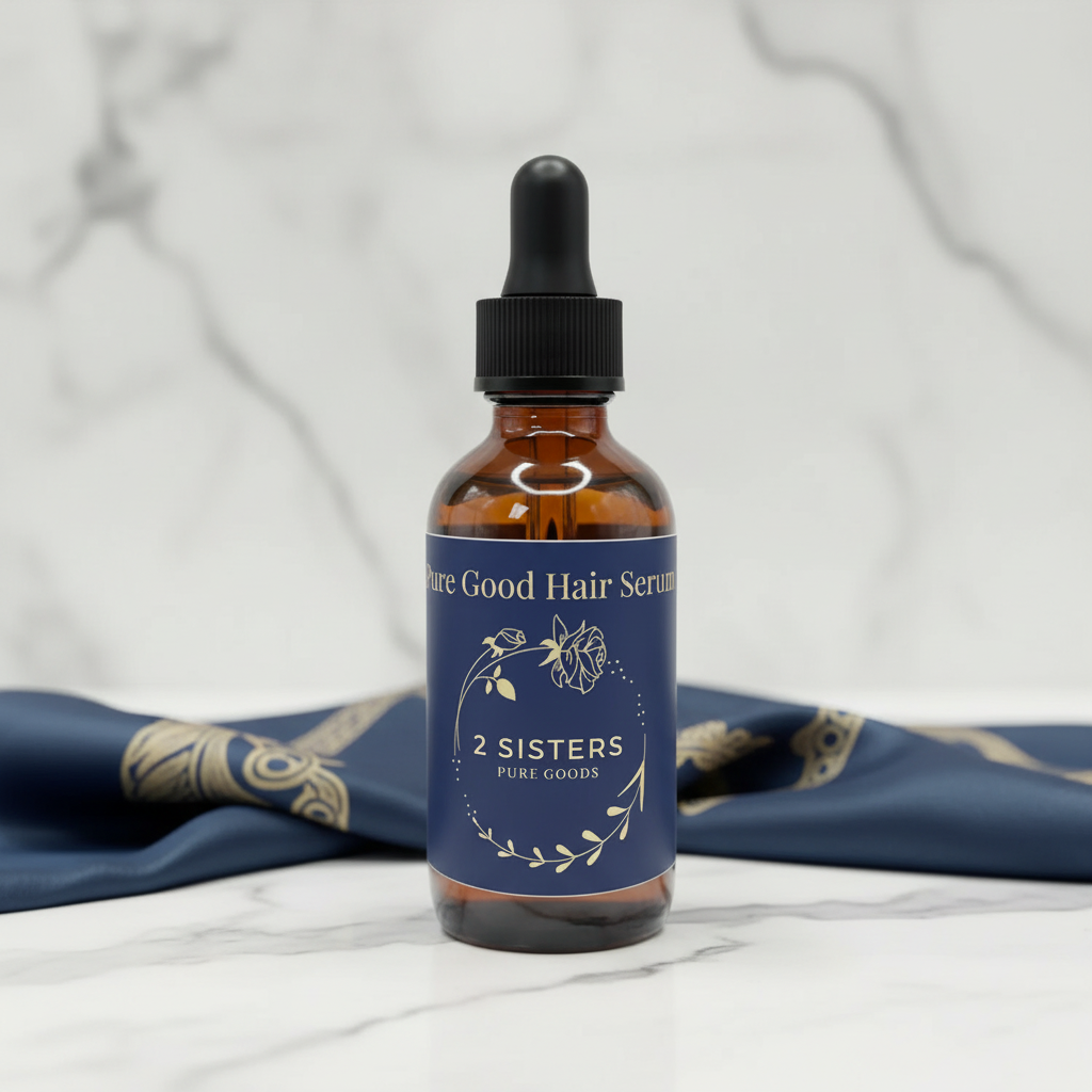 Pure Good Hair Serum on white marble