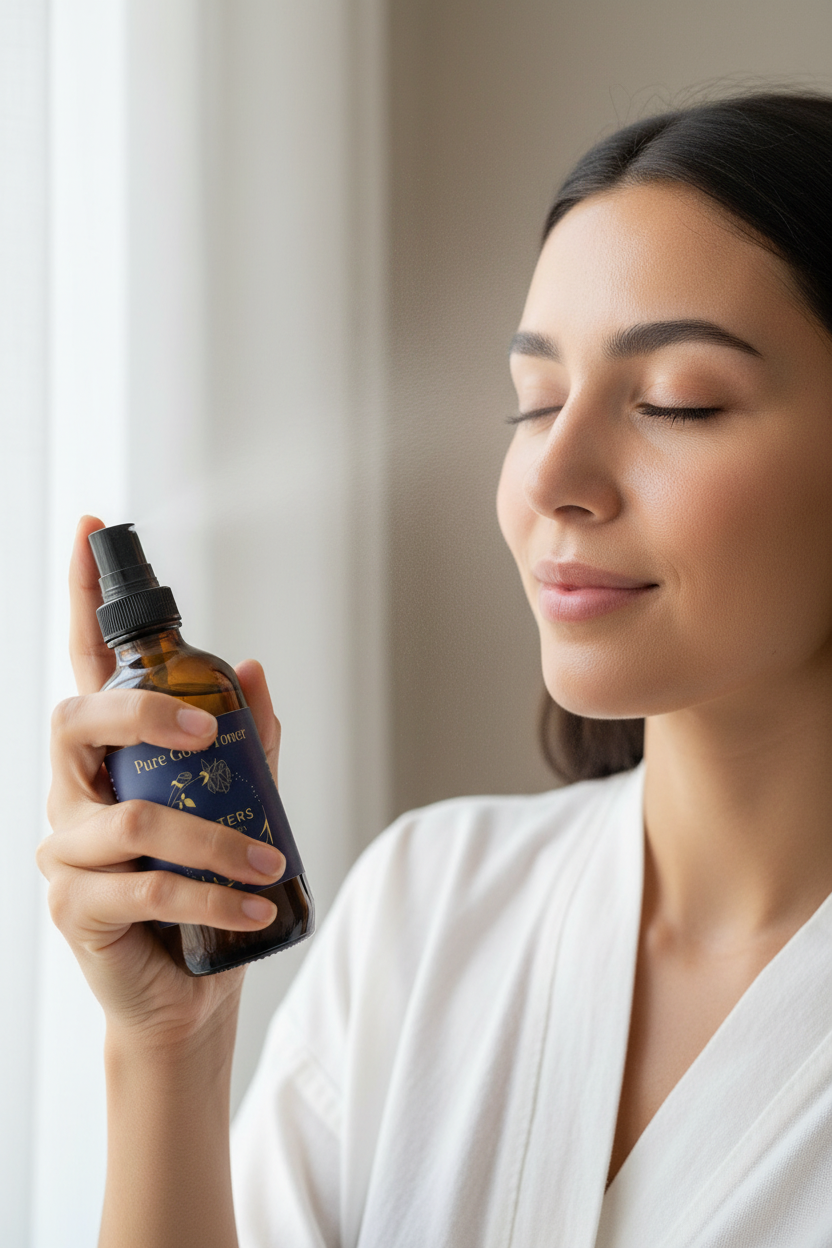 Woman Using Pure Good Toner - Realistic